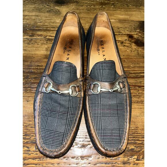 Mezlan Salinas Mens Size 11M Plaid Leather Horse Bridal Bit Loafer Made in Spain - Picture 1 of 14